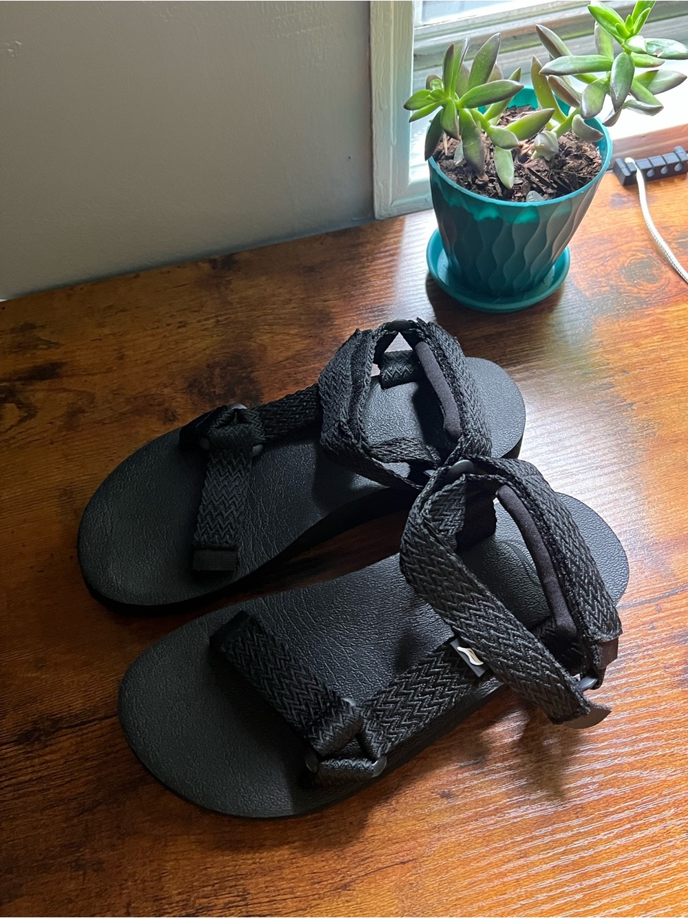 Black Adjustable Strap Sandals